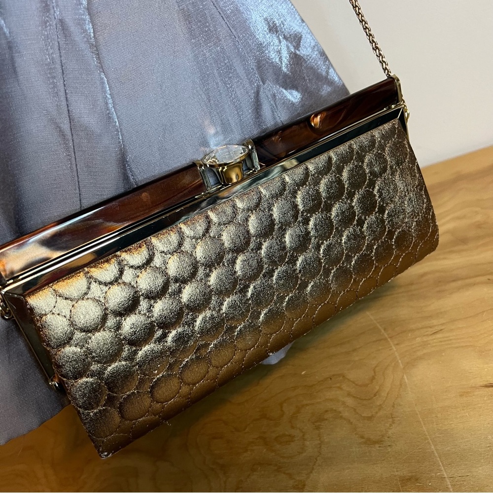 Kate Landry Metallic Gold Clutch/Shoulder bag